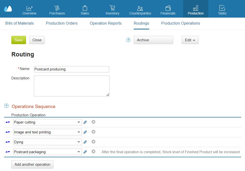 Production Operations and Routings – Kladana
